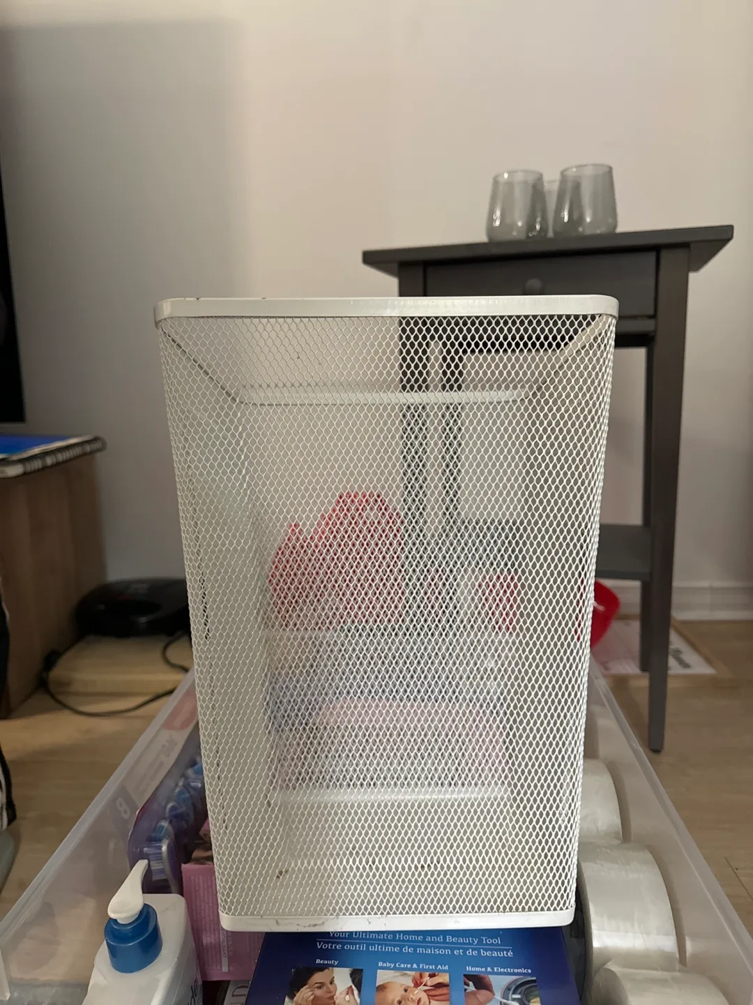 White Wire Mesh Trashcan thumbnail