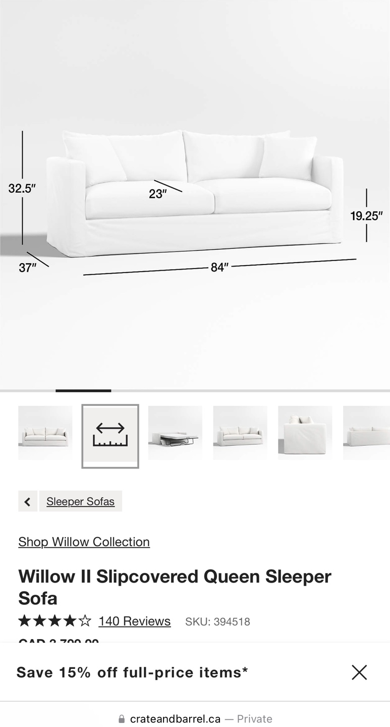 Crate and Barrell Axis slipcovered sofa - photo 2