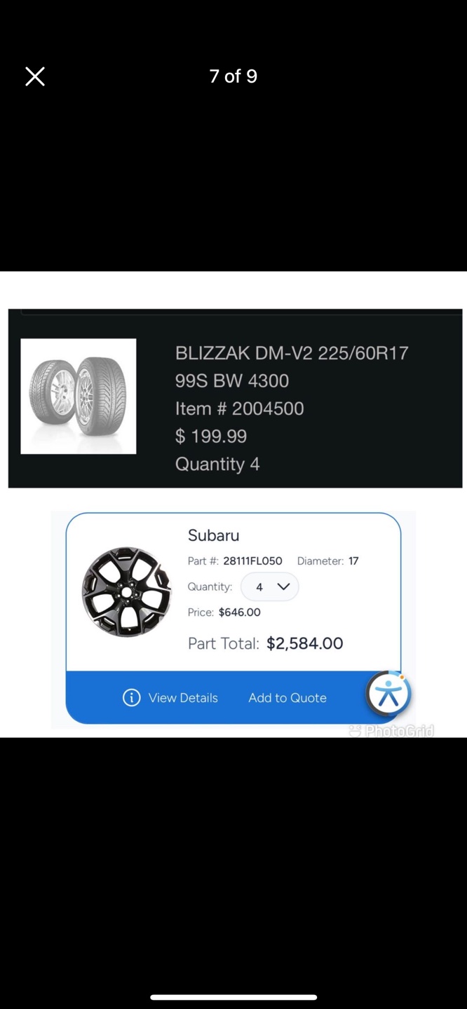 ubaru EOM 17” Titanium Alloy rims /wheels with  winter tire set - photo 2