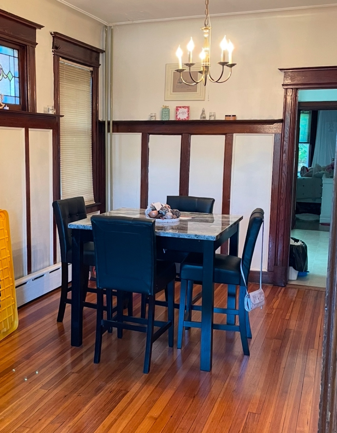 Marble Top Like Dining Table Set with 4 Chairs