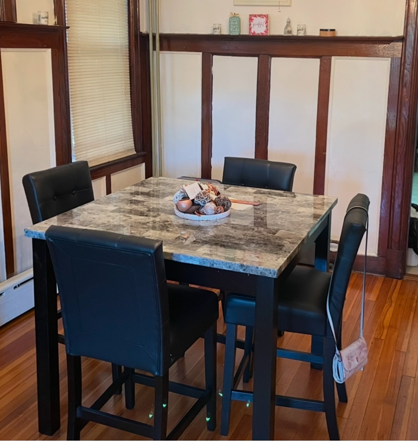 Marble Top Like Dining Table Set with 4 Chairs - photo 2