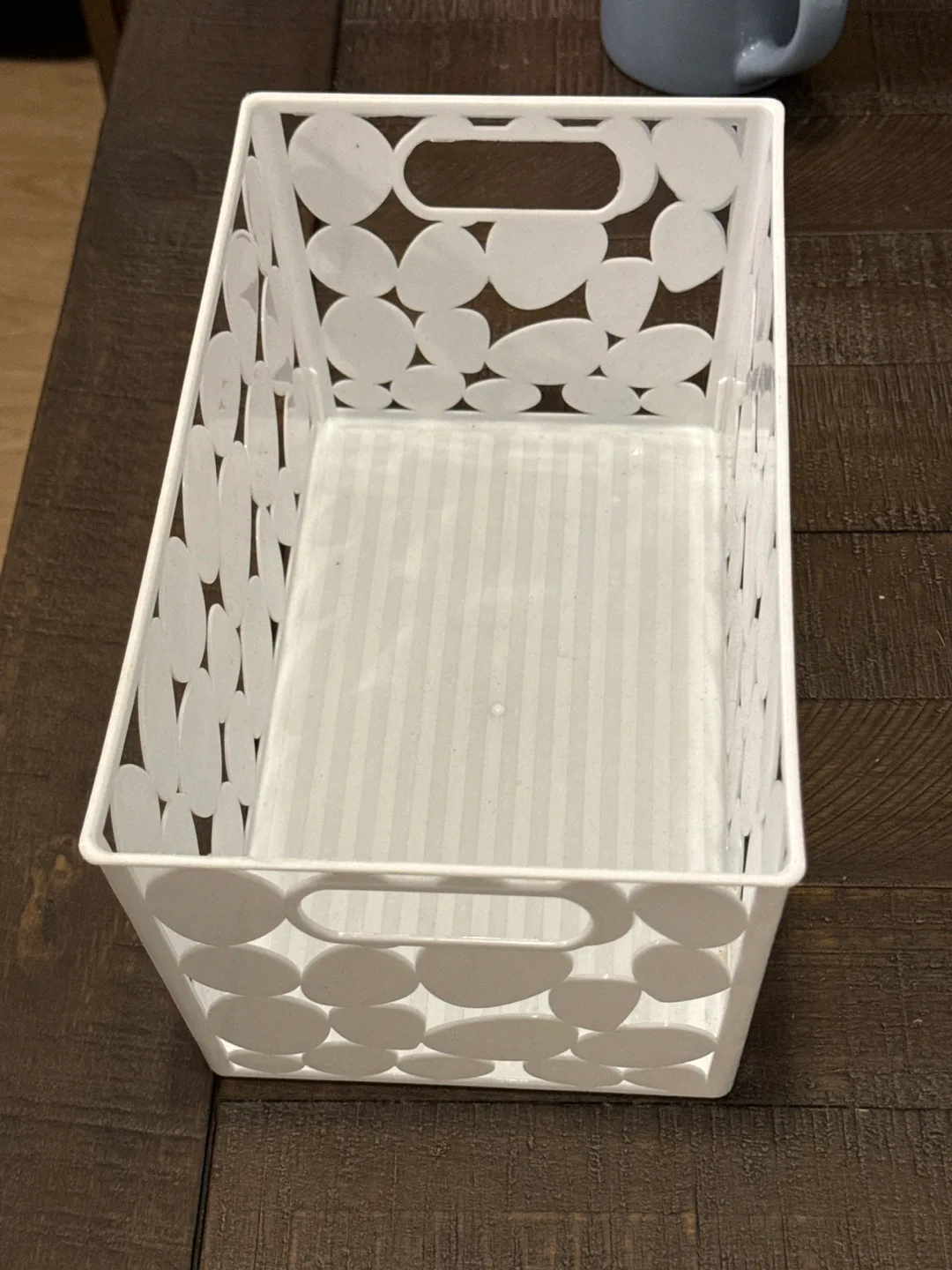 White Storage Basket with Circle Design #freecycle thumbnail