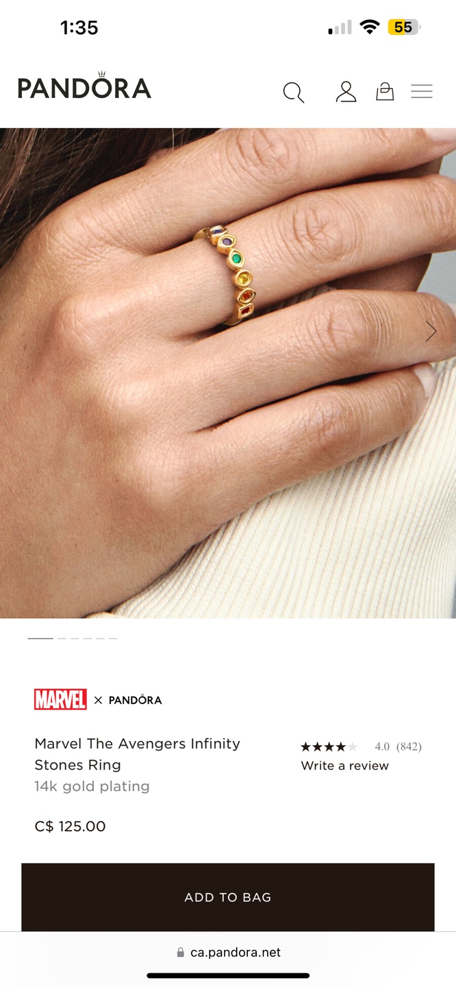 Pandora Marvel Avengers Infinity Stones Ring - photo 3