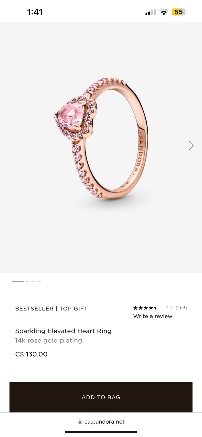 Pandora Sparkling Elevated Heart Ring - photo 2