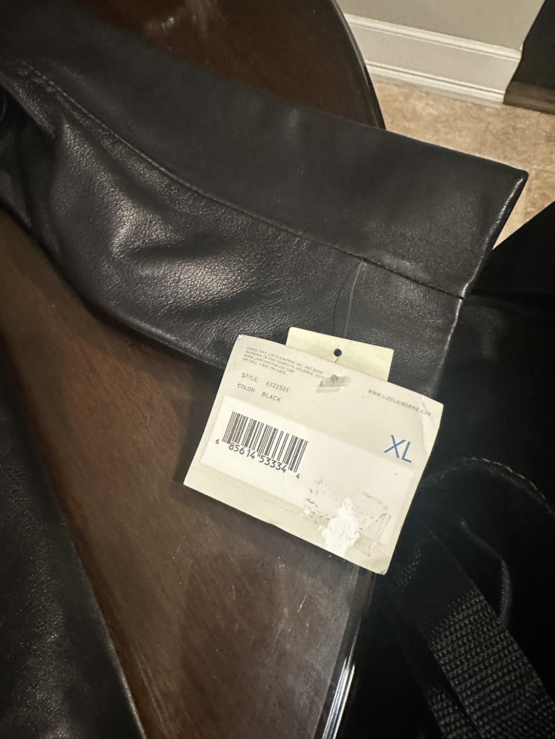 Liz Claiborne Black Leather Jacket Size XL