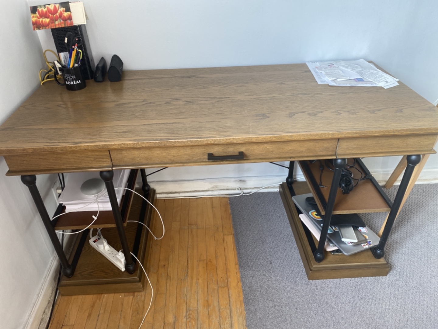 Large Desk with Storage Shelves