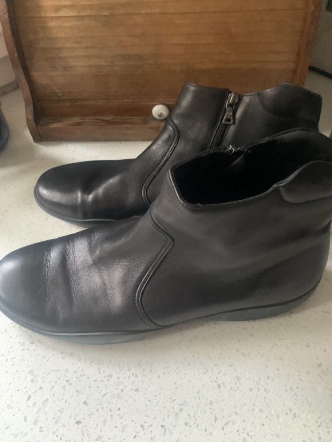 Prada Black Leather Ankle Boots
