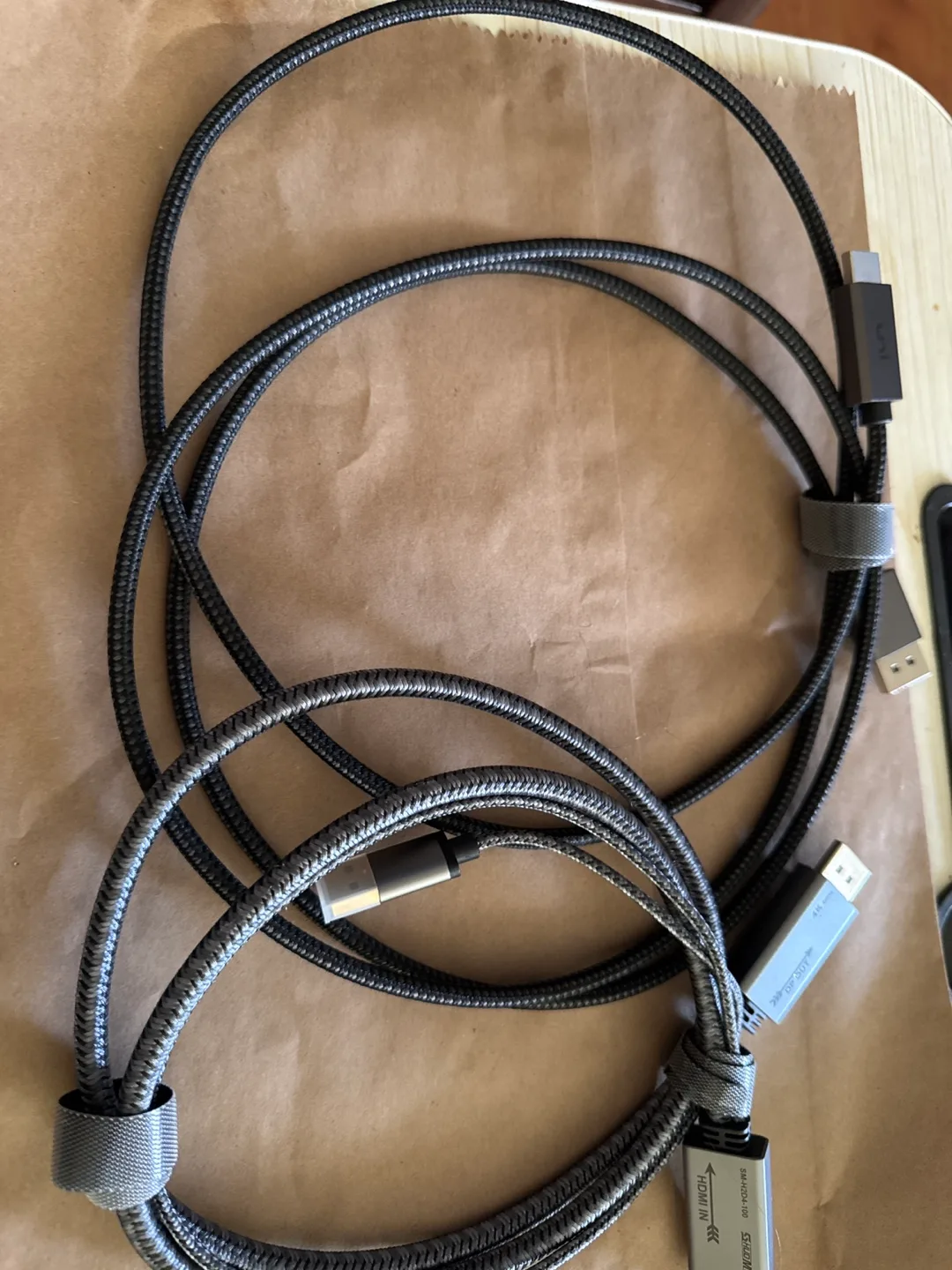 2x Braided  4 K display port to HDMI Cables . thumbnail