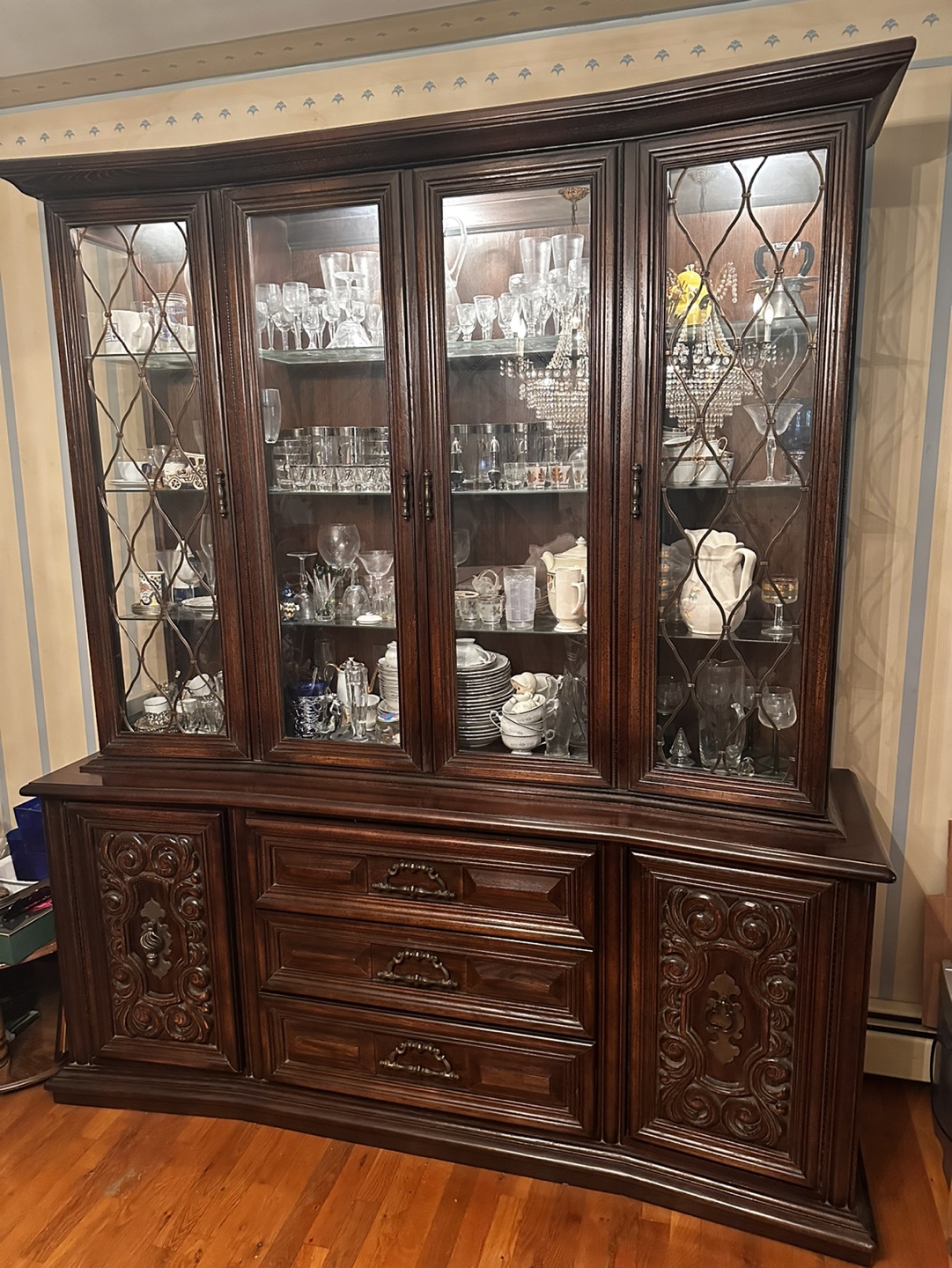 Vintage Wood China Cabinet Hutch - photo 2