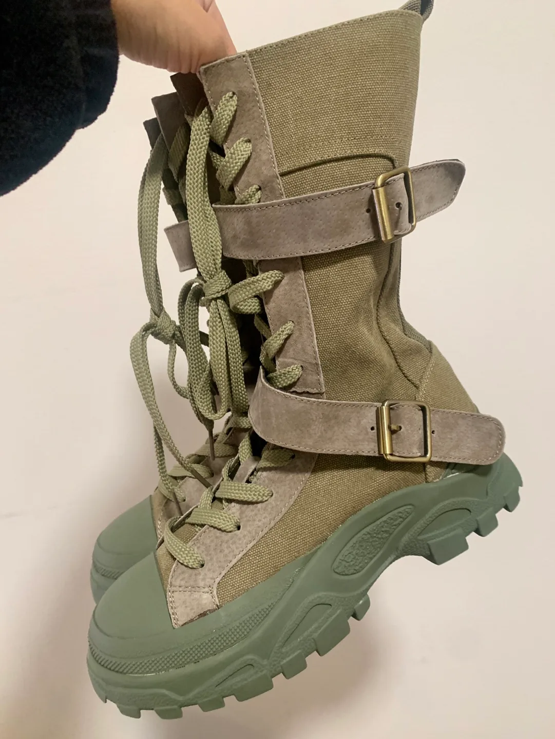 Brand New Green Buckle Boots image indicator(2)