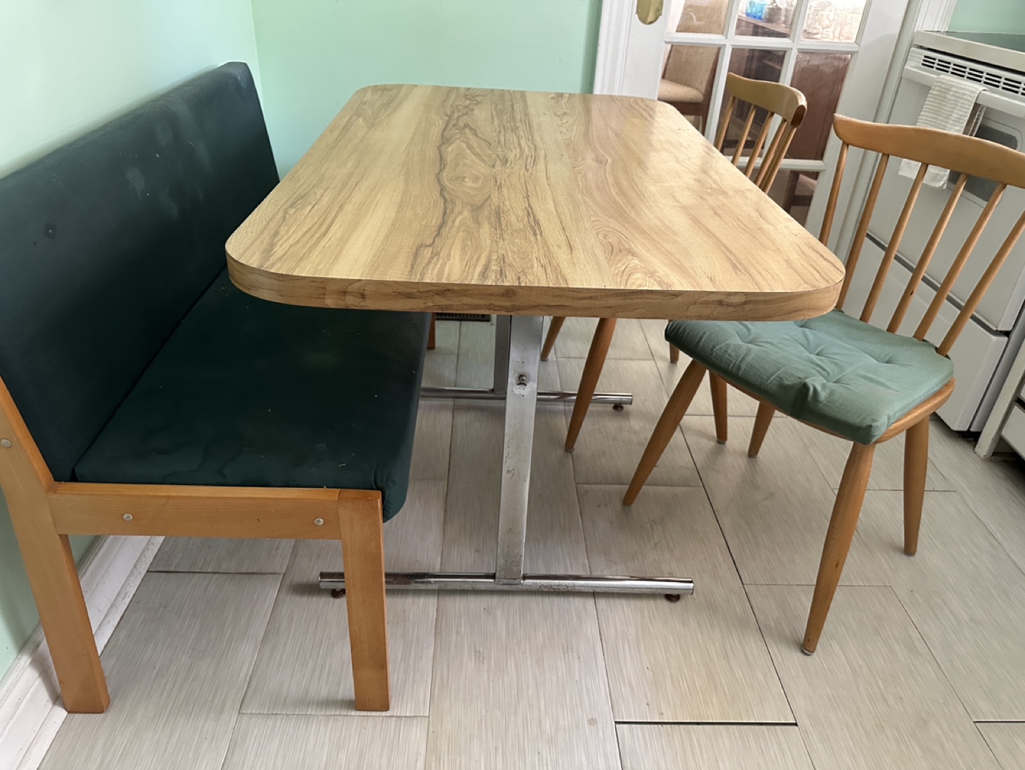 Vintage Kitchen Table Set with Bench and 2 chairs