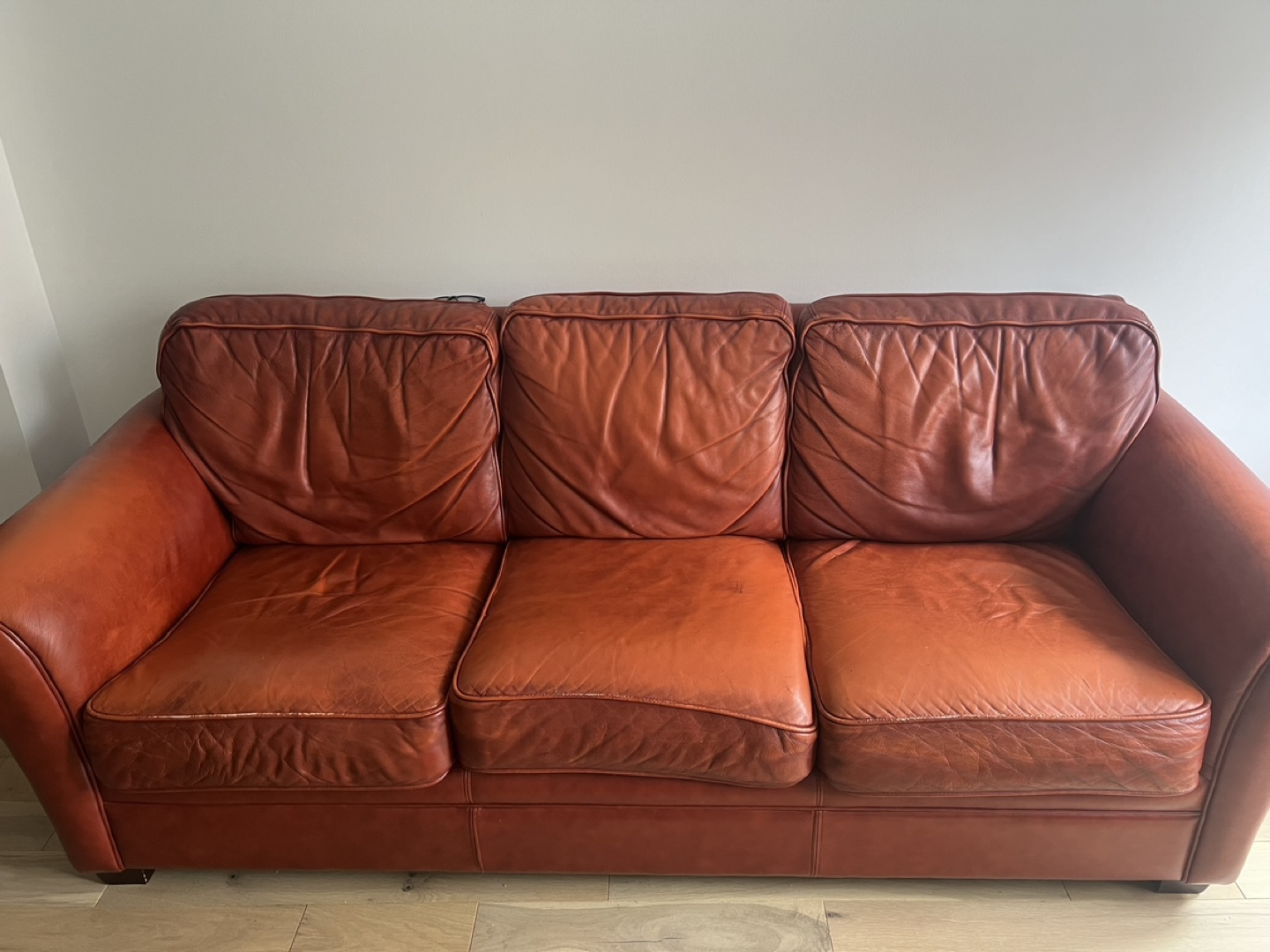 Red Italian Leather Sofa