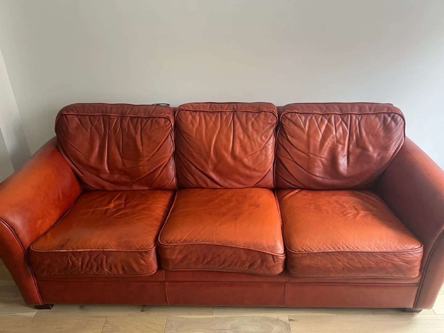 Red Italian Leather Sofa thumbnail