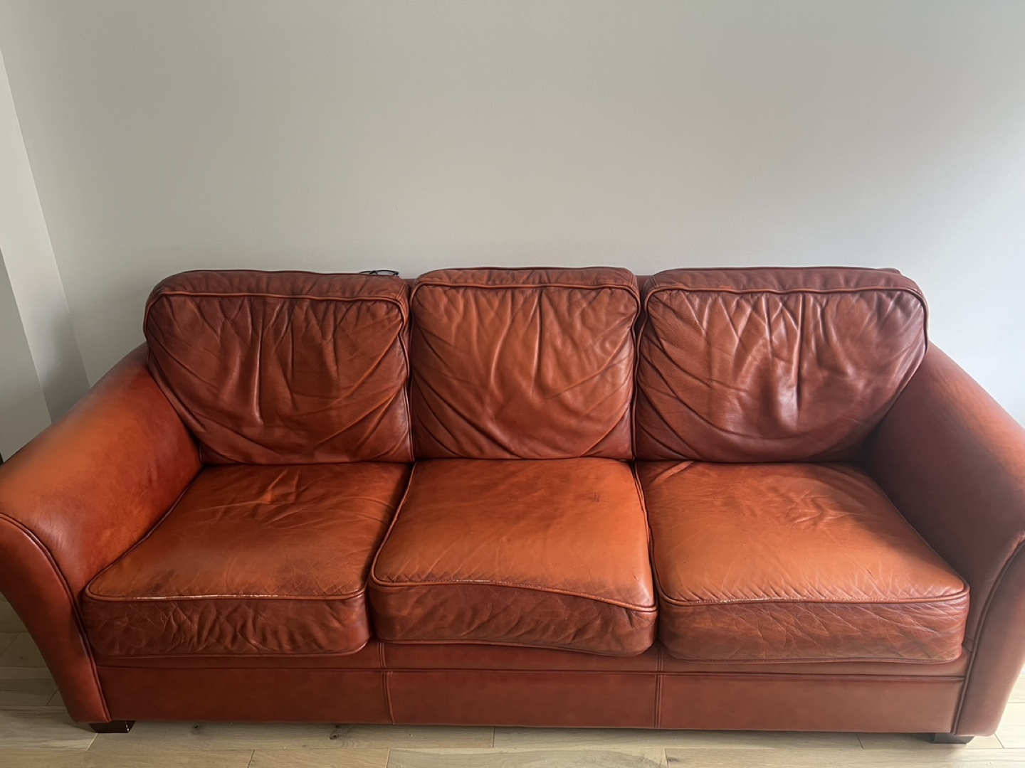 Red Italian Leather Sofa - photo 4