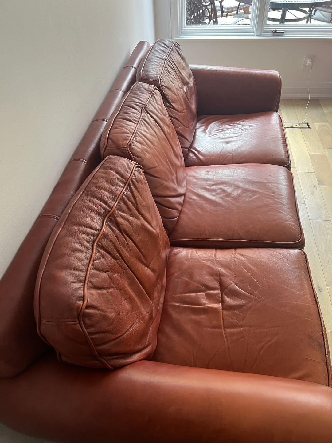 Red Italian Leather Sofa - photo 2