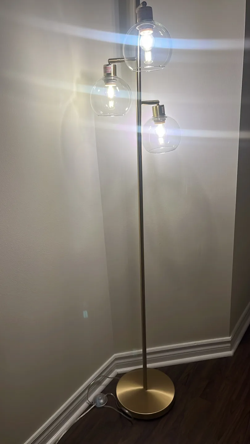 Gold Floor Lamp with 3 Glass Globes thumbnail