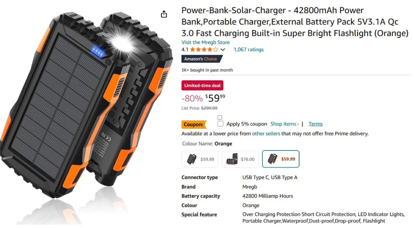 Power Bank Solar Charger - 42800mAh - excellent Condition - photo 3