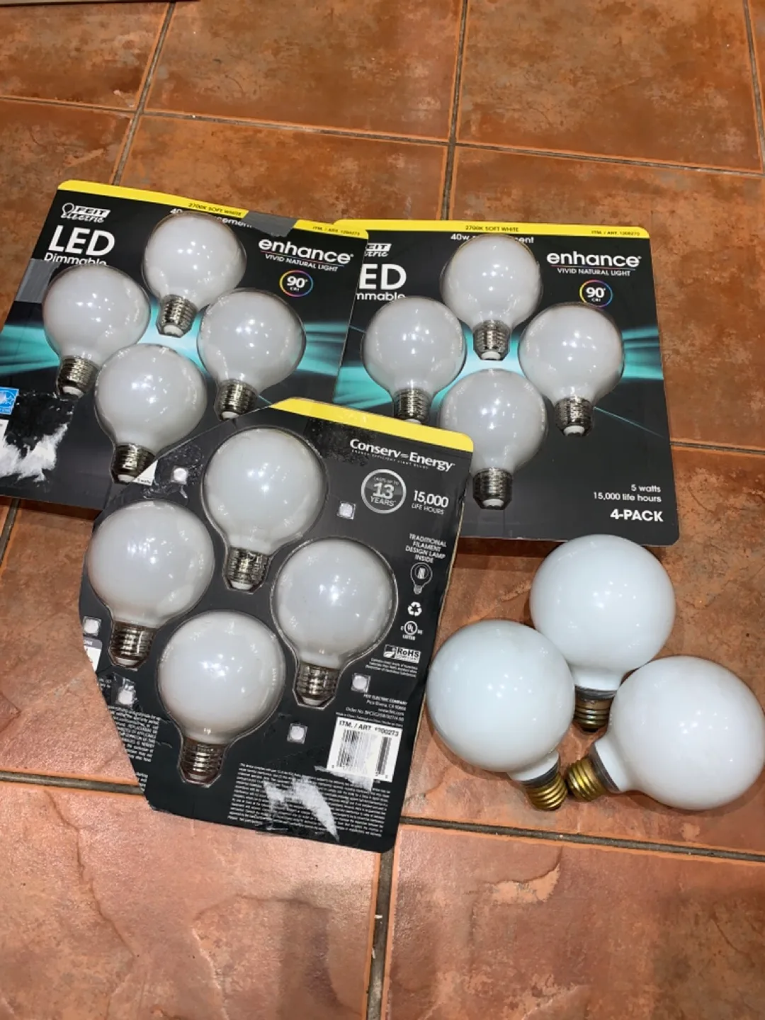 3 NEW Packages of 4 Feit globe light bulbs image indicator(3)