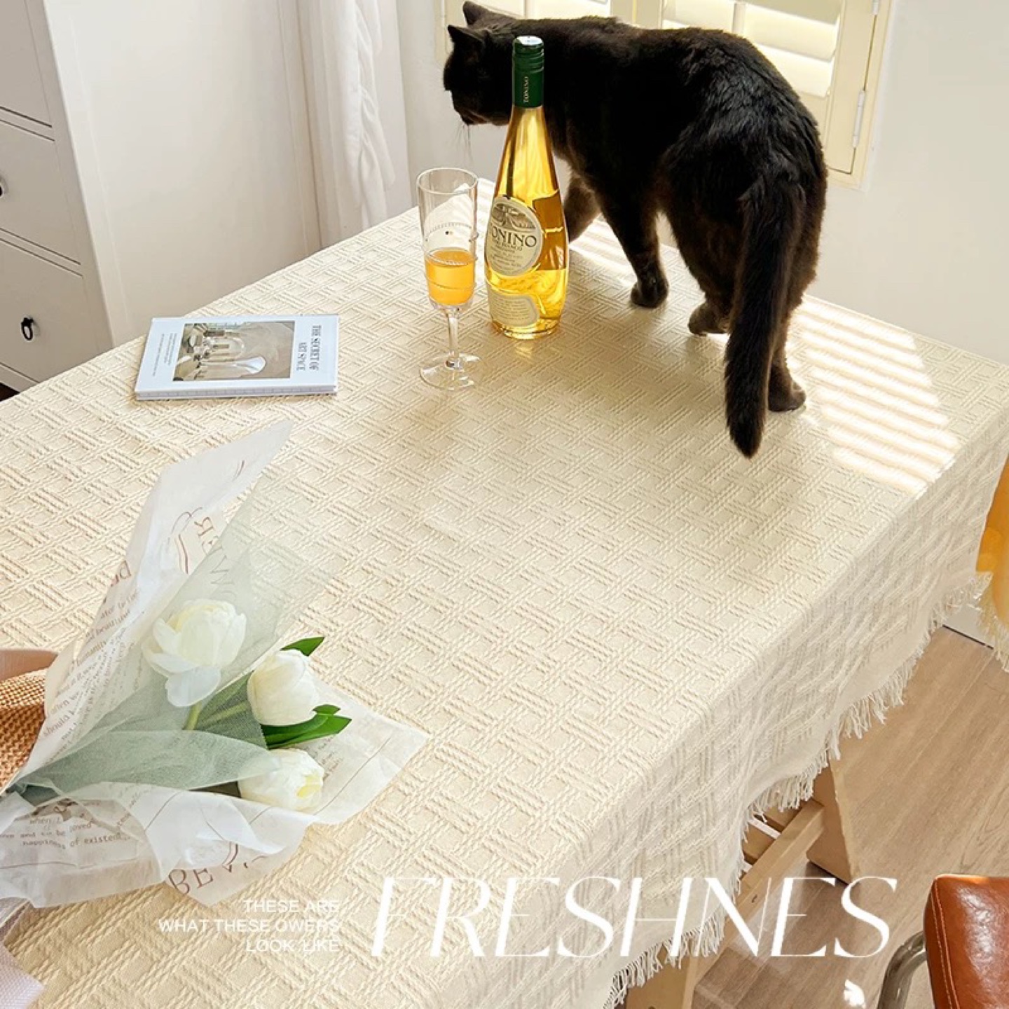 Cream Woven Tablecloth - photo 2