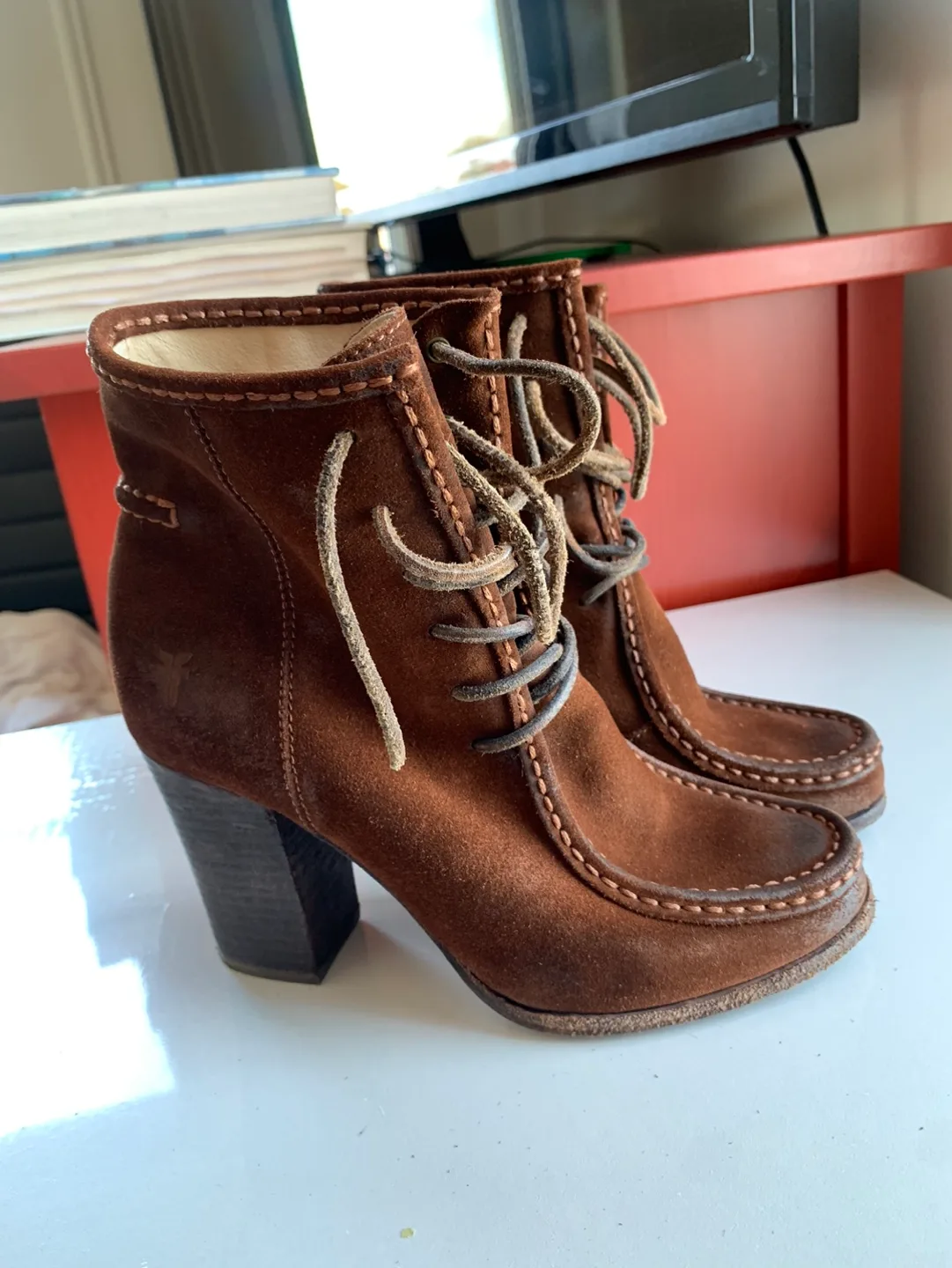 Frye Brown Suede Ankle Boots image indicator(2)