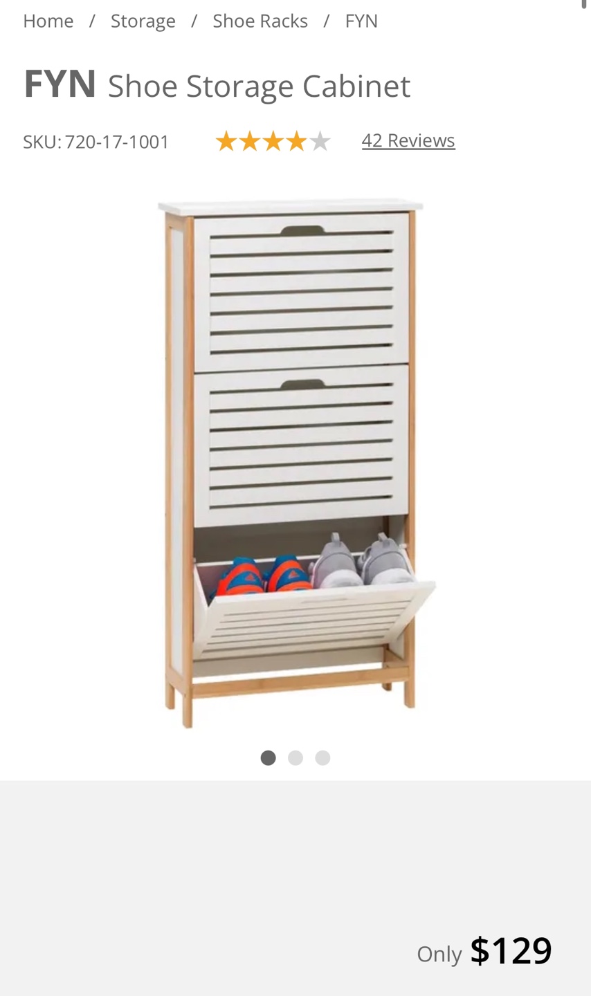 LIKE NEW: 3-Door Shoe Cabinet