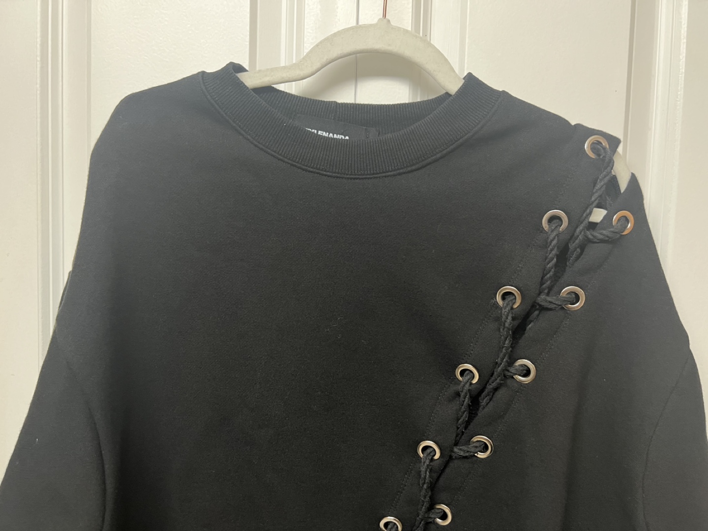 Black Lace Up Sweatshirt - photo 3