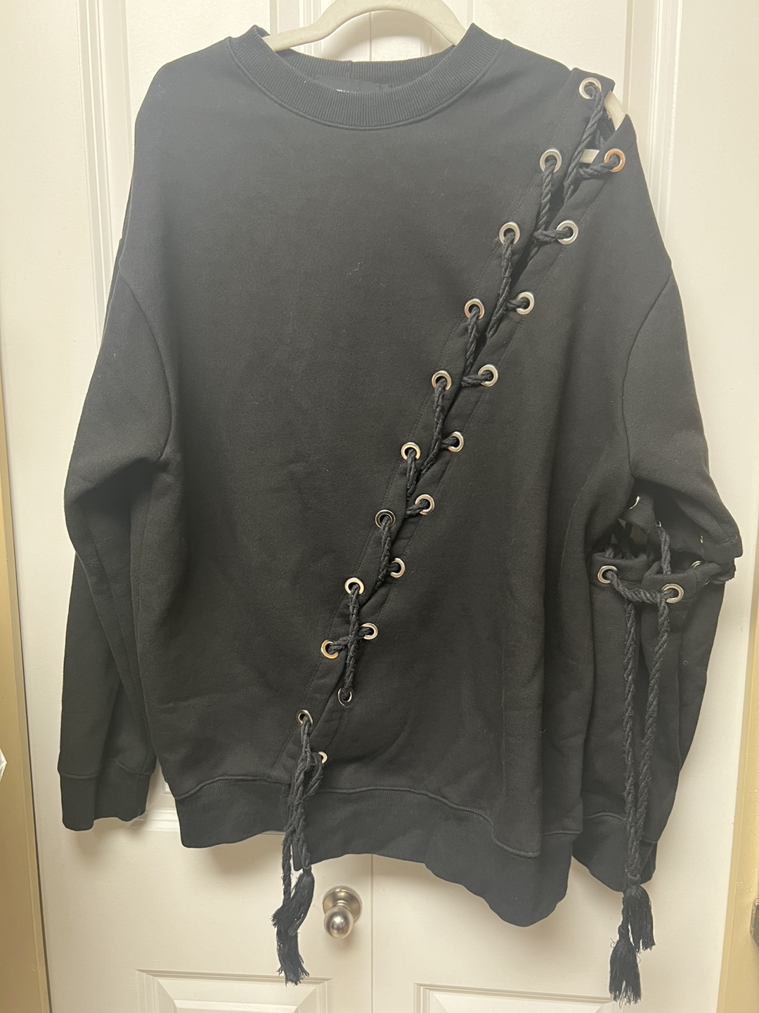 Black Lace Up Sweatshirt
