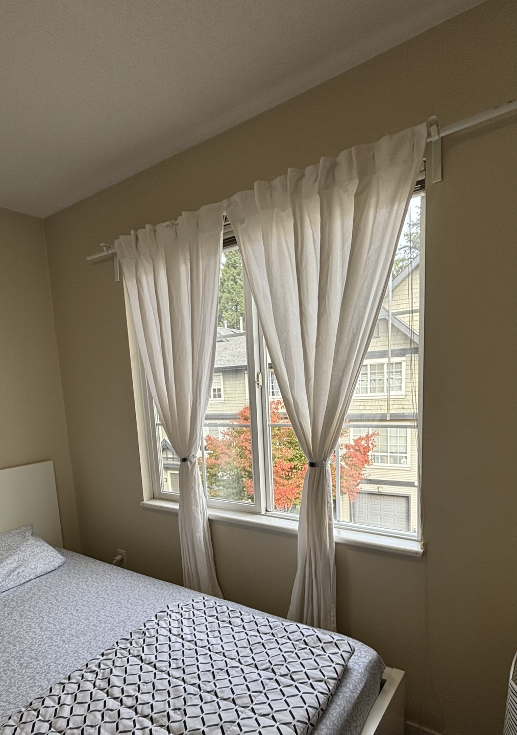 IKEA White Curtain Rod and Curtains
