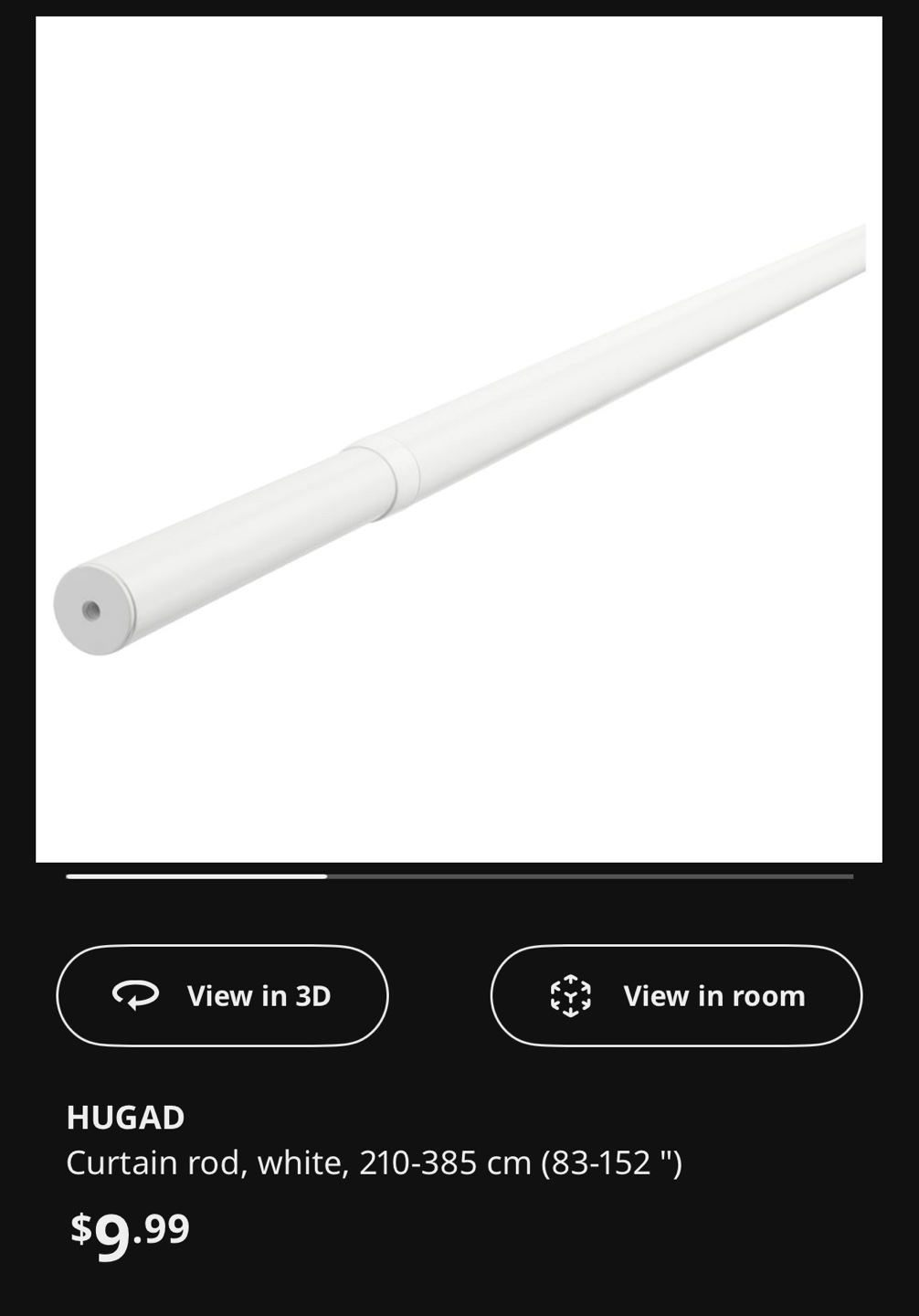 IKEA White Curtain Rod and Curtains - photo 3