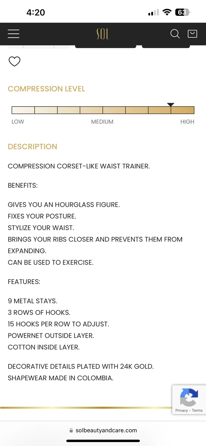 Sol Beauty and Care Black Waist Trainer Corset image indicator(5)