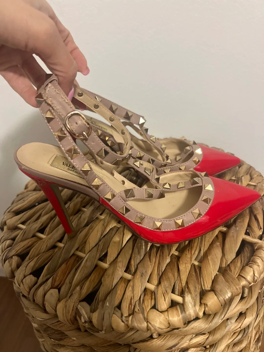 Valentino Red Studded style Heels image indicator(2)