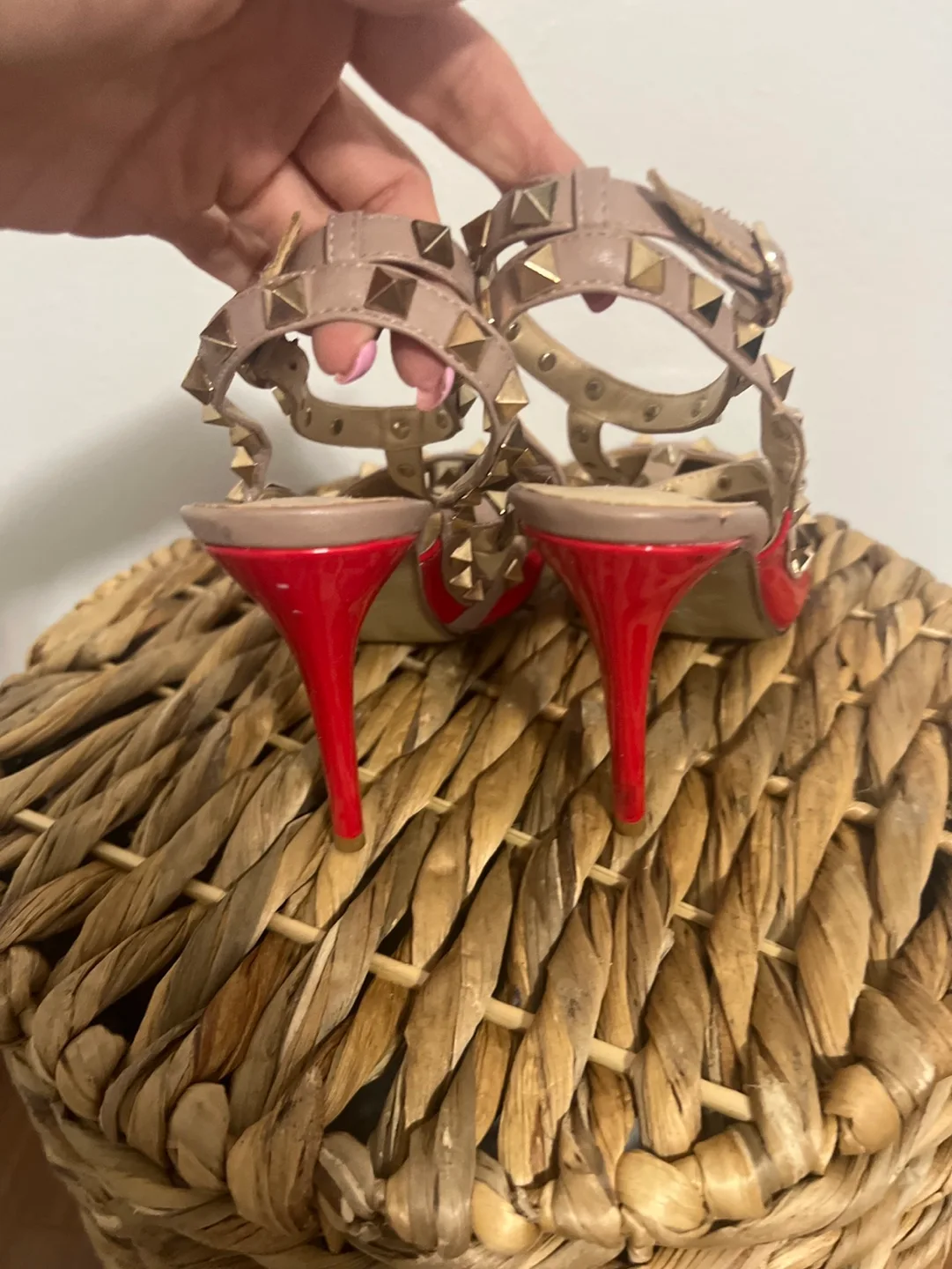 Valentino Red Studded style Heels image indicator(3)