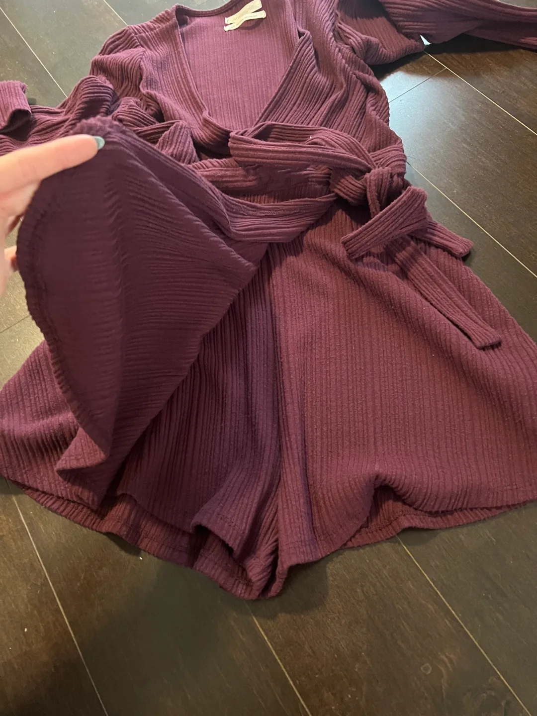 Urban Outfitters Burgundy Wrap Romper image indicator(5)