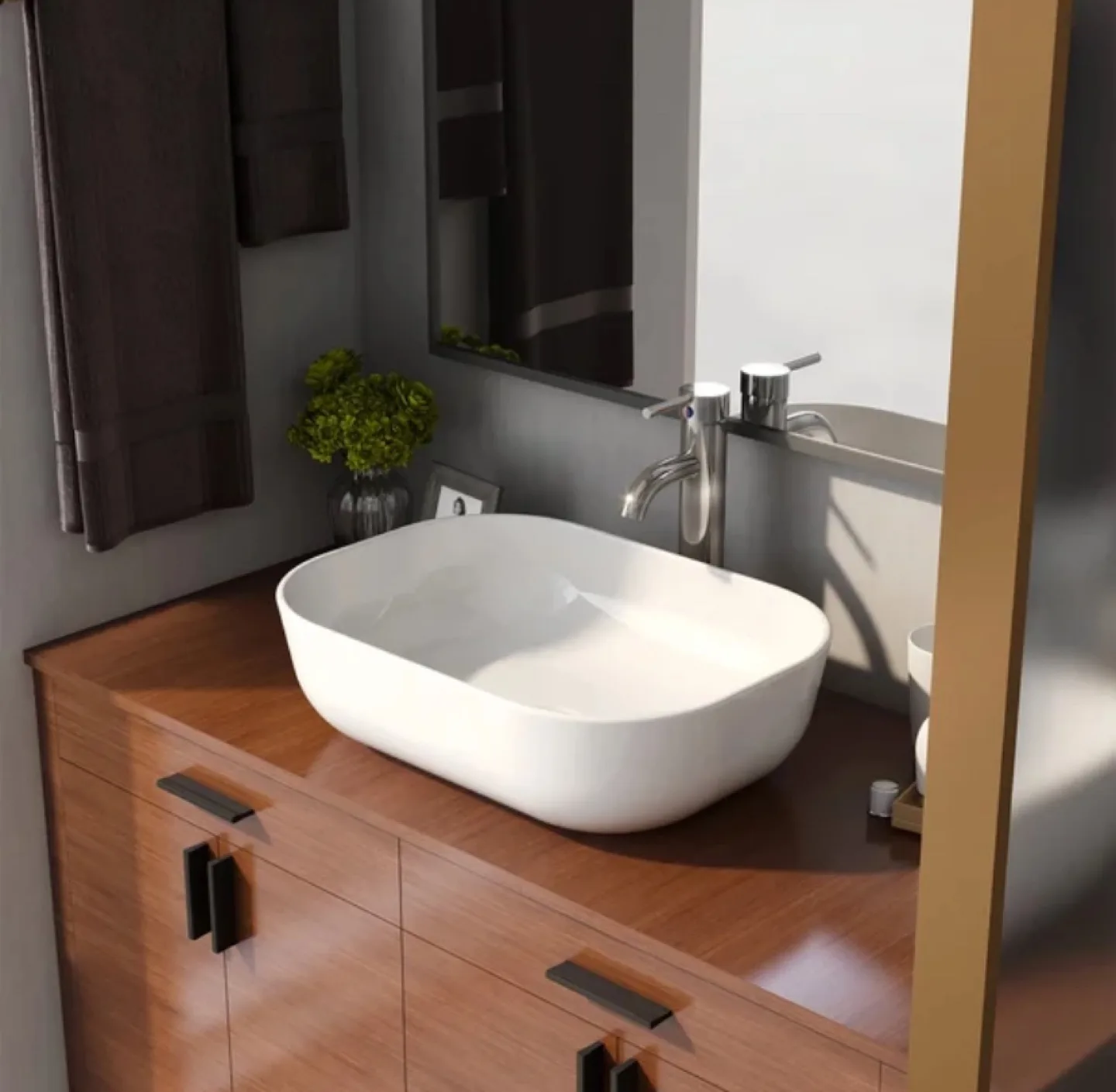 White Oval Vitreous China Vessel Bathroom Sink New thumbnail
