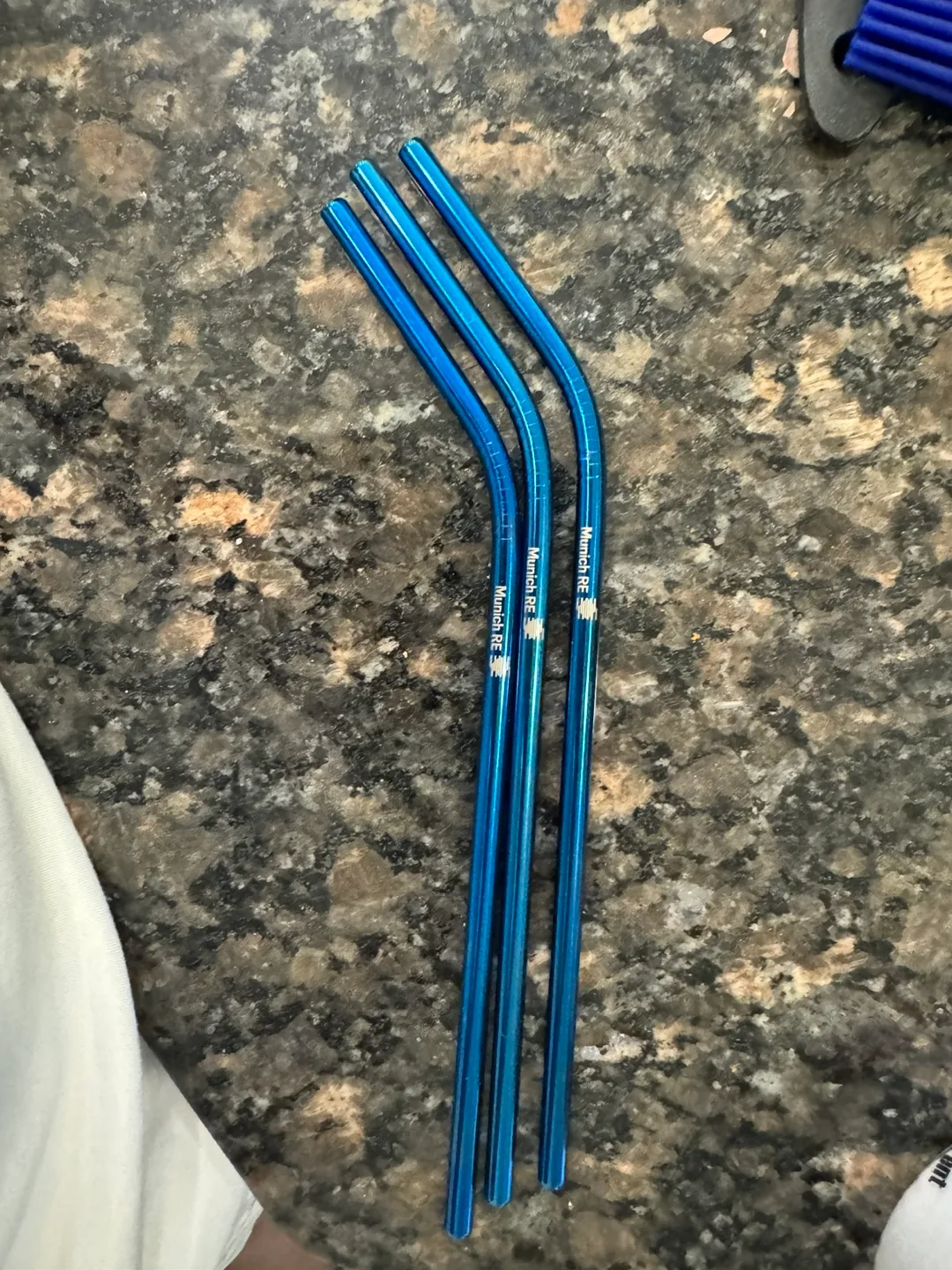 Set of 3 Blue Reusable Metal Straws thumbnail
