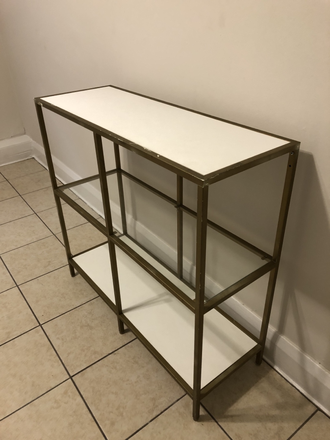 Gold Console Table with Glass Shelves - photo 2