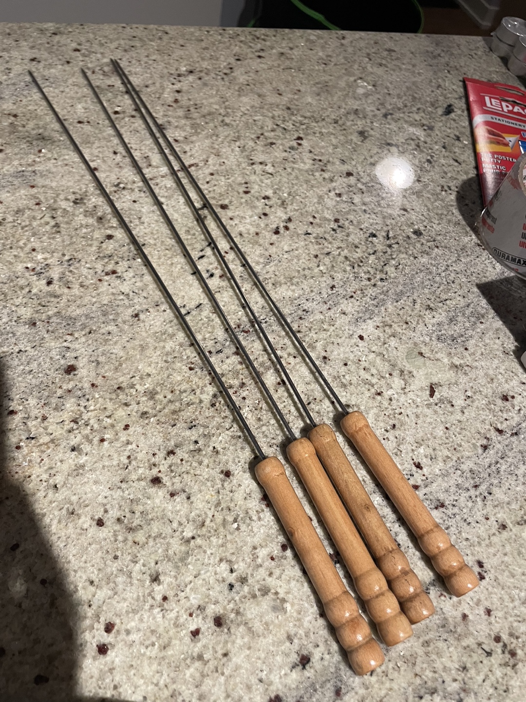 Set of 4 Metal Skewers with Wooden Handles