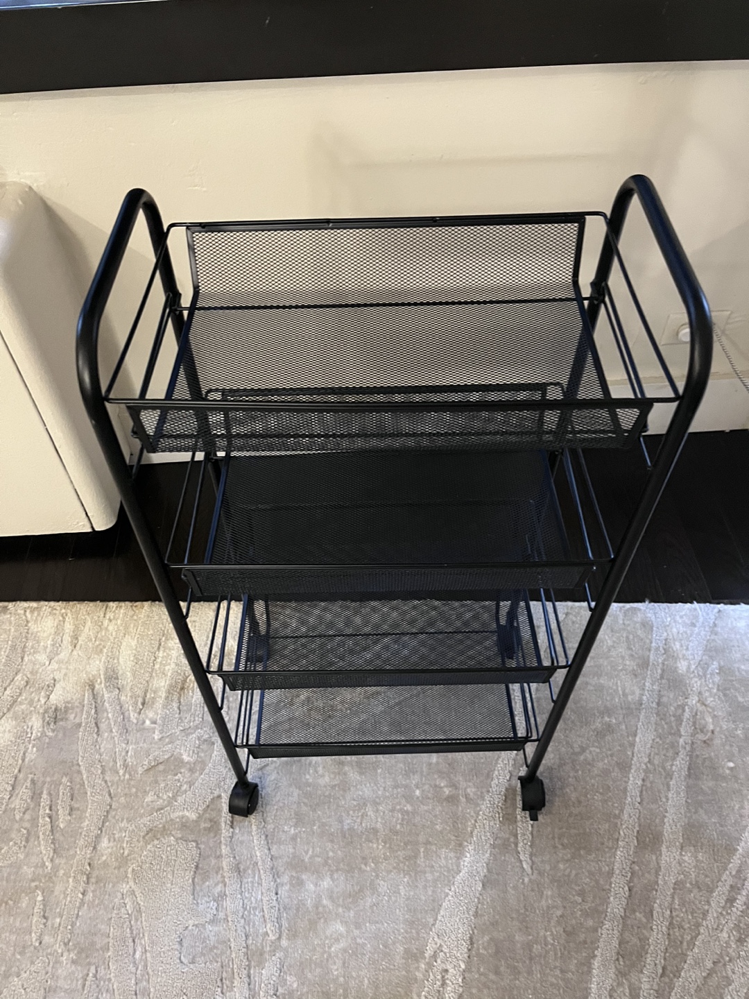 Black 4-Tier Rolling Cart