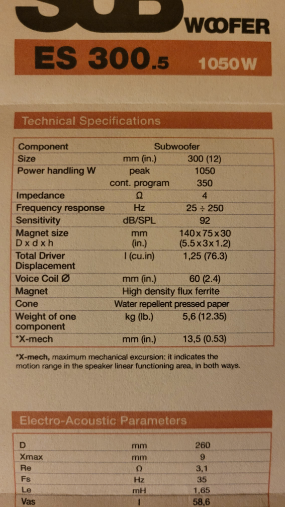Hertz ES 300.5 1050W Subwoofer - photo 3