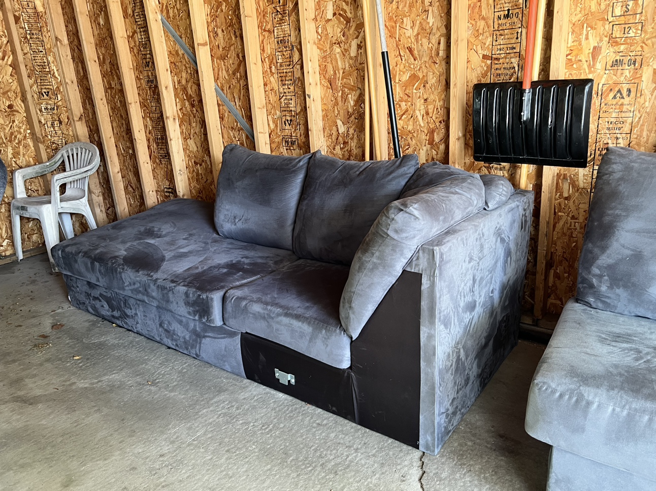 Greyish Blue L Shaped Chaise Sectional & Arm Chair - photo 5