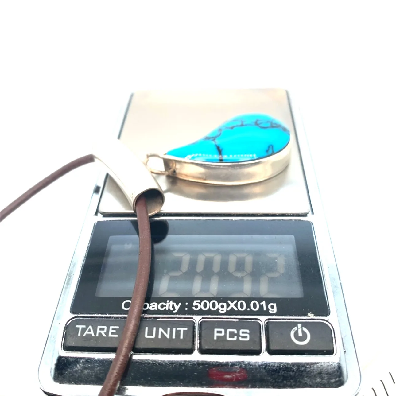 XL Silver Teardrop Turquoise Pendant Necklace image indicator(9)