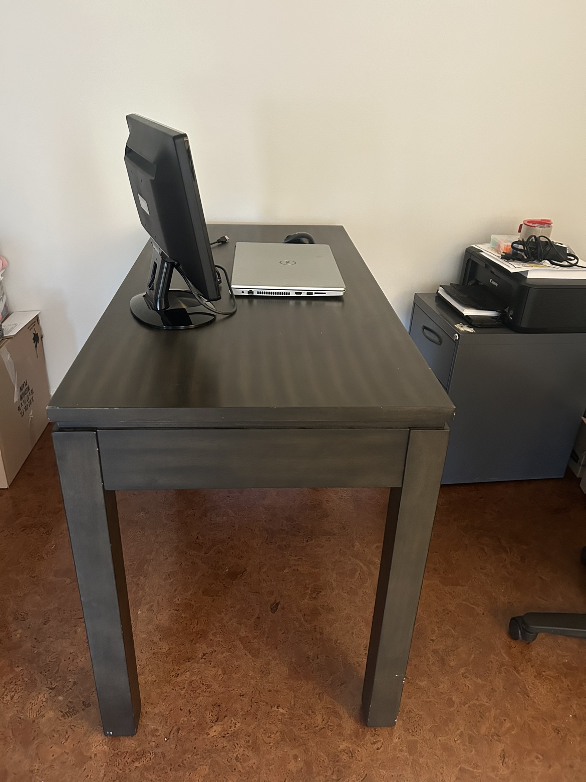 Dark Brown Desk with Drawer - photo 2