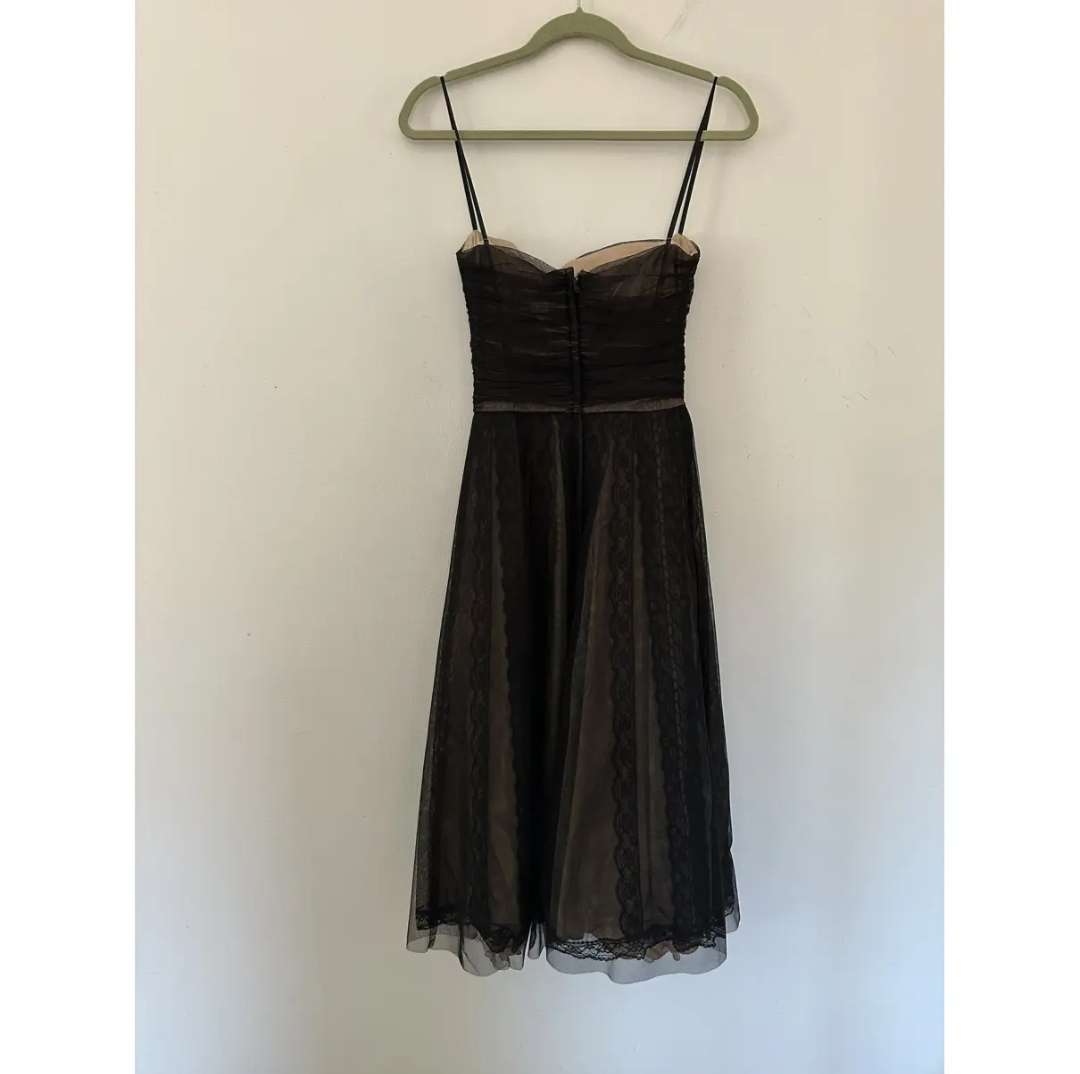 BCBG Black Strapless Cocktail Dress with Lace Overlay - photo 3