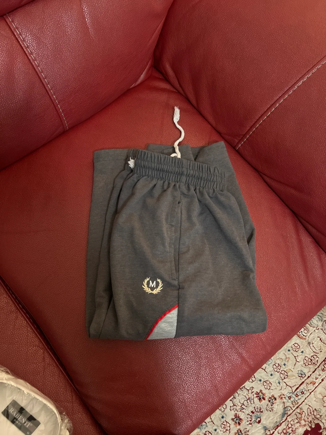 Grey Sweatpants with Red Stripe