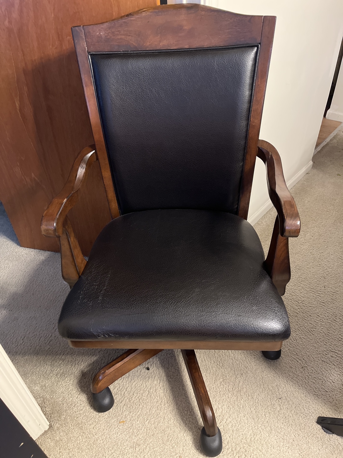 Black Leather Couch and Desk Set - photo 3