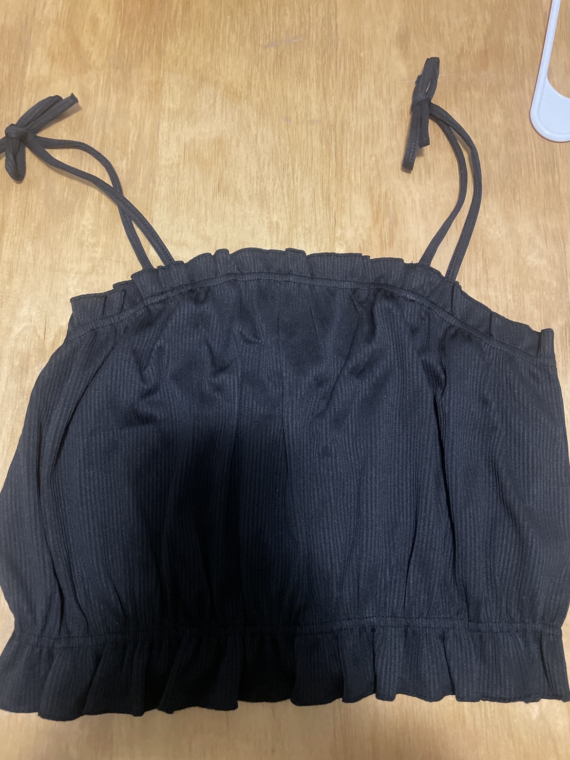 Black Ribbed Crop Top with Straps