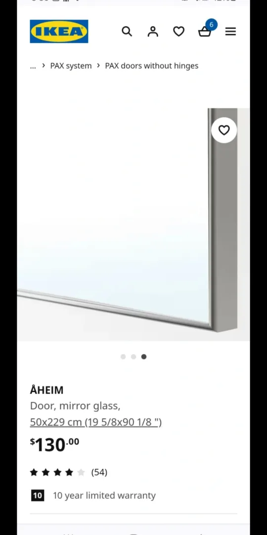 IKEA  ÅHEIM, Mirror Glass doors set of 2, 50x195cm image indicator(3)