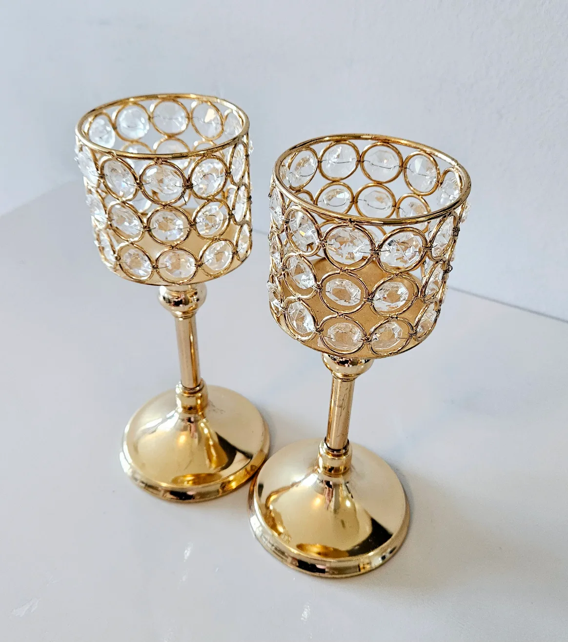 Mini Gold Crystal Candle Holders image indicator(2)