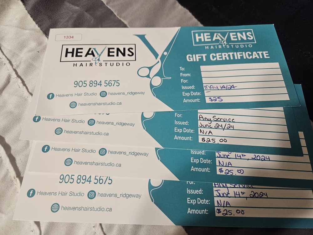 Heavens Hair Studio Gift Certificates