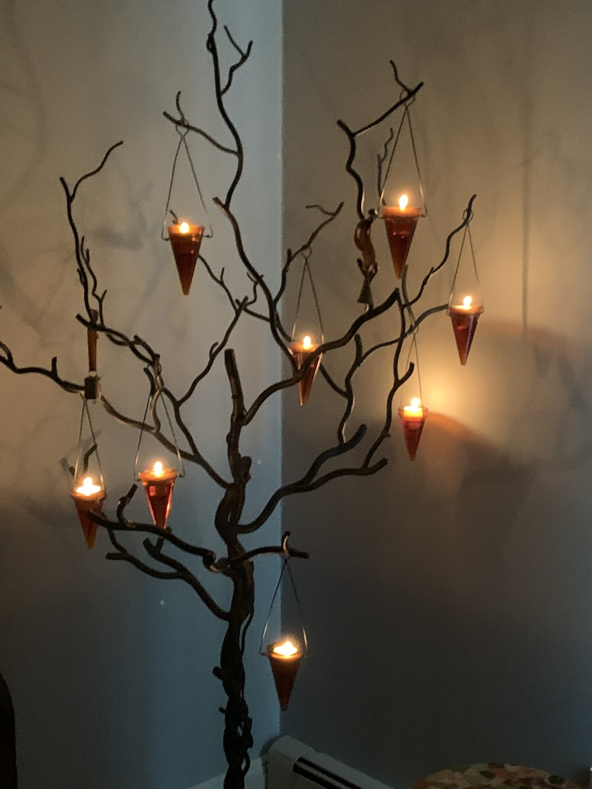 Branch Candle Holder with Ten Amber Glass Votives - photo 2